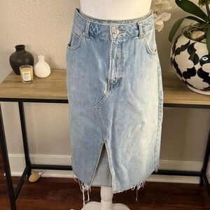 TOPSHOP MOTO Denim Mid Length Skirt Midi Jean